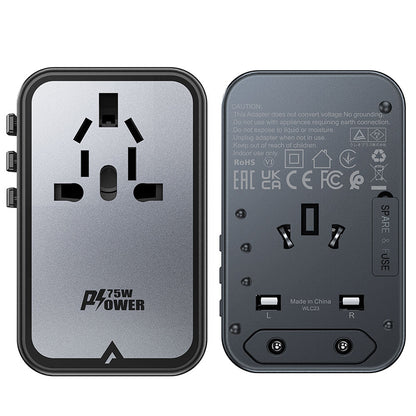 Acefast Travel Z1 Network Charger, 75W, 3.35A, 2 x USB-A - 3 x USB-C, Black