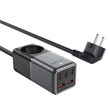 Acefast Z2 GaN Network Charger, 4000W, 5A, 1 x Schuko - 2 x USB-A - 3 x USB-C, Gray