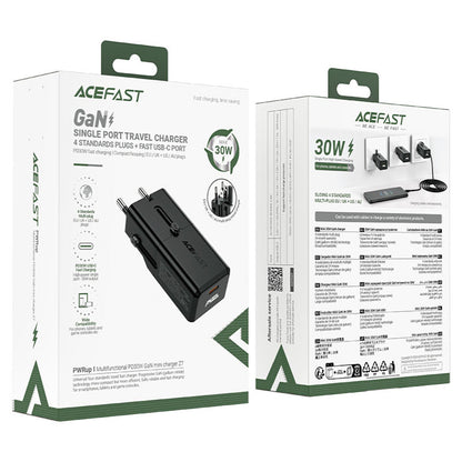 Acefast Z7 Travel Netwerkoplader, 30W, 3A, 1 x USB-C, Zwart