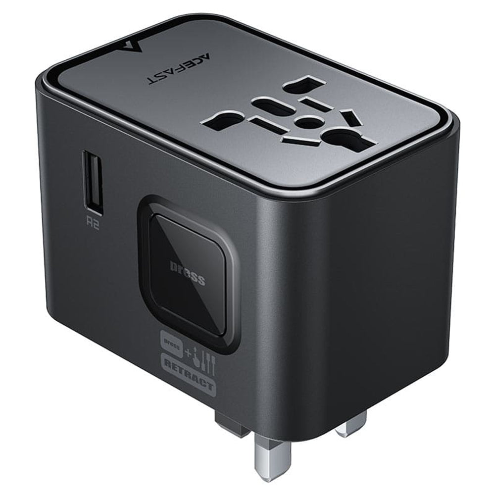 Acefast Z8 Travel Network Charger, 45W, 3A, 2 x USB-A - 3 x USB-C, Black