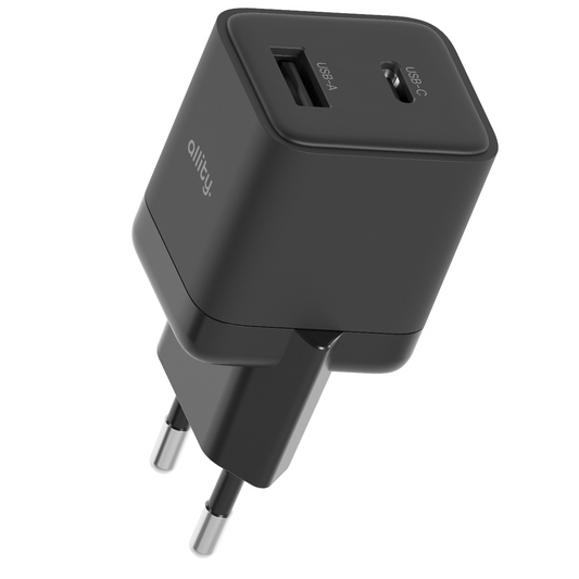 Allity Netwerkoplader. ATC-01-30WAC Mini, 30W, 3A, 1 x USB-A - 1 x USB-C, Zwart