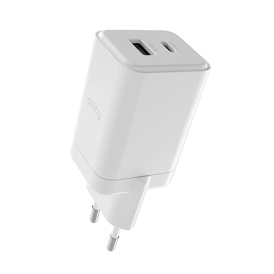 Allity Netwerkoplader. ATC-01-45WCC Fast, 45W, 3A, 1 x USB-A - 1 x USB-C, Wit