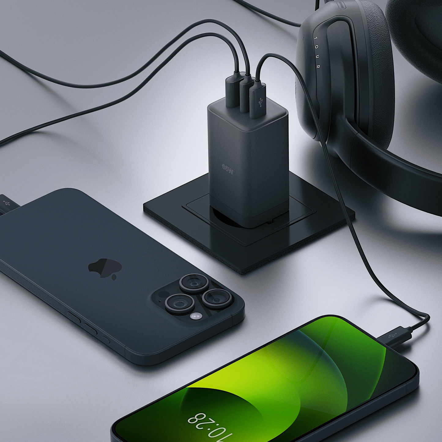 Allity Netwerkoplader. ATC-01-65WACC Fast, 65W, 3.25A, 1 x USB-A - 2 x USB-C, Zwart