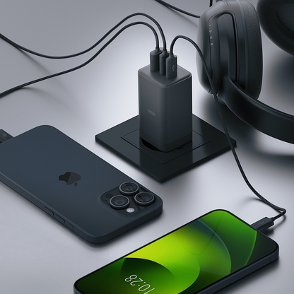 Allity Netwerkoplader. ATC-01-65WACC Fast, 65W, 3.25A, 1 x USB-A - 2 x USB-C, Zwart