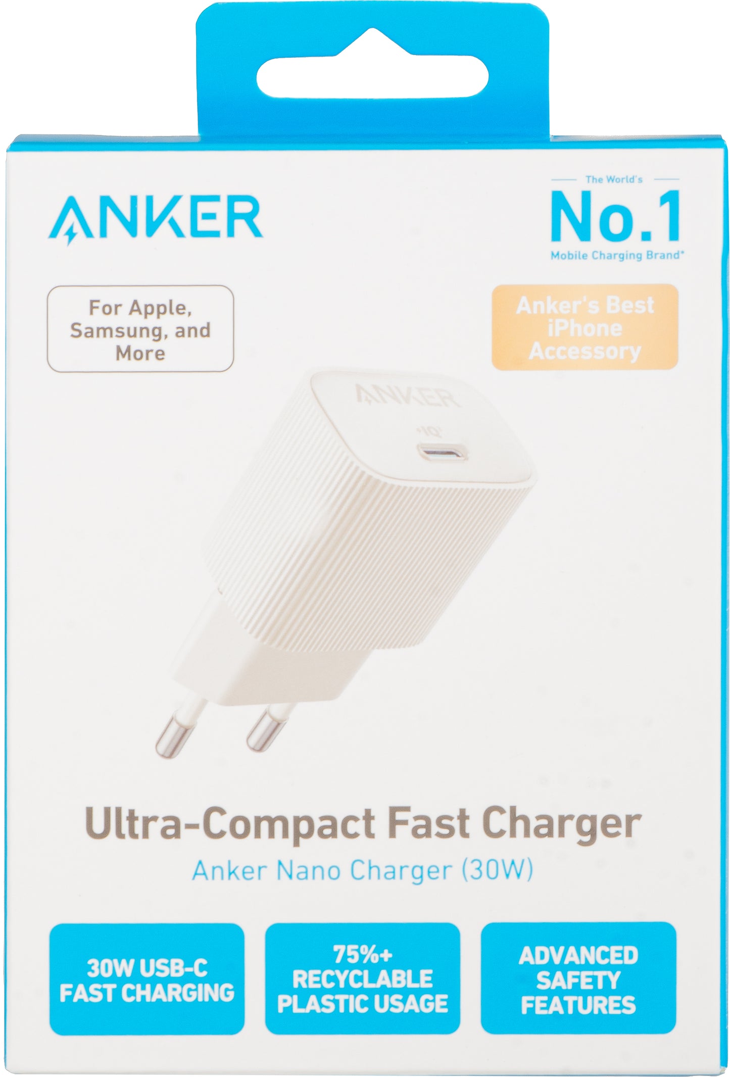 Netwerkoplader Anker 511 Nano 4, 30W, 3A, 1 x USB-C, Wit A2337G21 