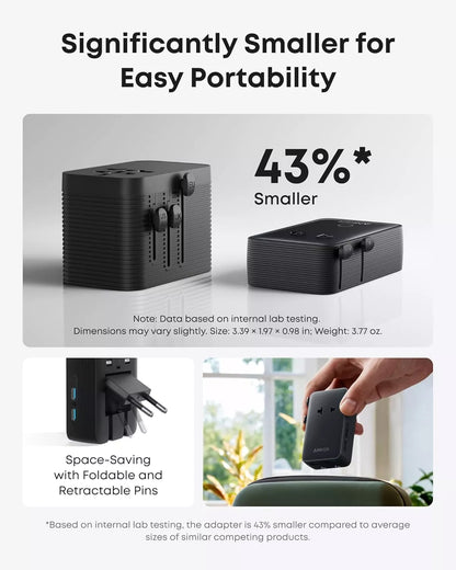 Anker Nano Travel Netwerkoplader, 20W, 3A, 2 x USB-A - 2 x USB-C, Zwart A9215H11