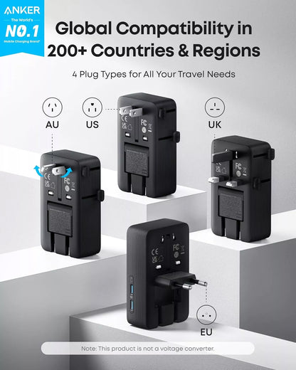 Anker Nano Travel Netwerkoplader, 20W, 3A, 2 x USB-A - 2 x USB-C, Zwart A9215H11