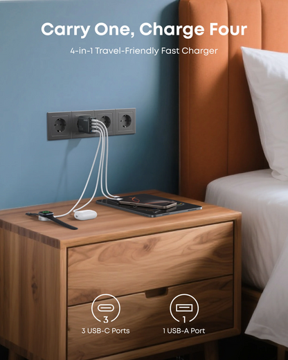 Anker Zolo Netwerkoplader, 70W, 3.5A, 1 x USB-A - 3 x USB-C, Zwart A121CG11