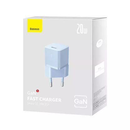Baseus GaN Mini 1C Netwerkoplader, 20W, 3A, 1 x USB-C, Blauw CCGN050103