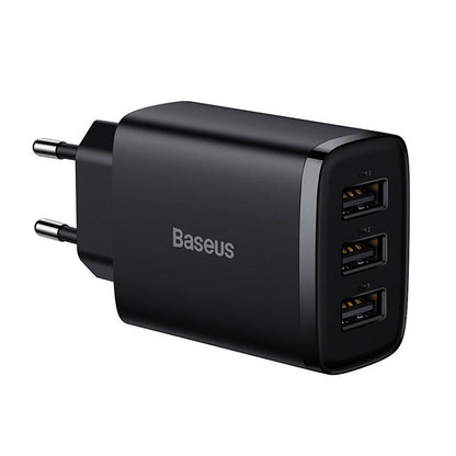 Netwerklader Baseus Compact 3U, 17W, 2.1A, 3 x USB-A, zwart CCXJ020101 