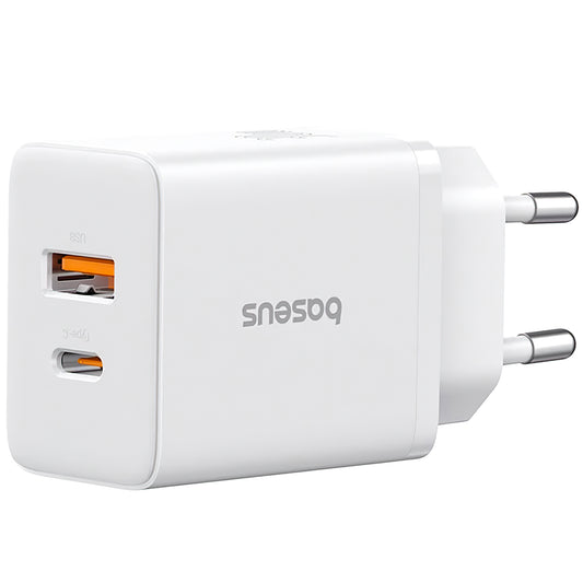 Network Charger Baseus Cube, 30W, 2.4A, 1 x USB-A - 1 x USB-C, White P10111404213-00 