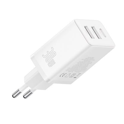 Baseus Cube Netwerkoplader, 30W, 3A, 2 x USB-A - 1 x USB-C, Wit P10111402213-00