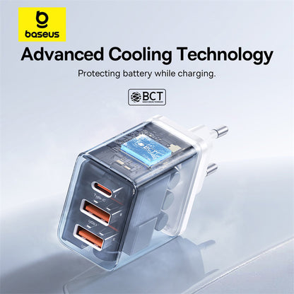 Baseus Cube Netwerkoplader, 30W, 3A, 2 x USB-A - 1 x USB-C, Wit P10111402213-00