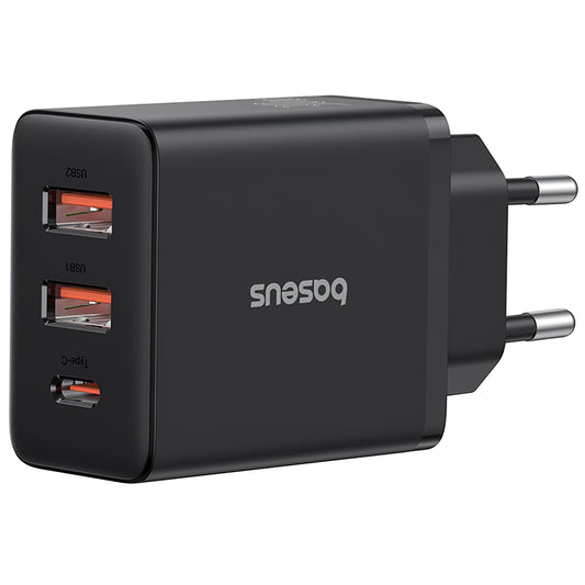 Network Charger Baseus Cube, 30W, 3A, 1 x USB-C - 2 x USB-A, Black P10111402113-00 