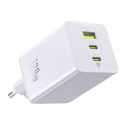 Baseus EnerFill FE11 Netwerkoplader, 100W, 5A, 1 x USB-A - 2 x USB-C, Wit P10182102213-00