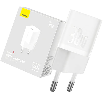 Netwerkoplader Baseus GaN Mini 1C, 30W, 3A, 1 x USB-C, Wit CCGN070502