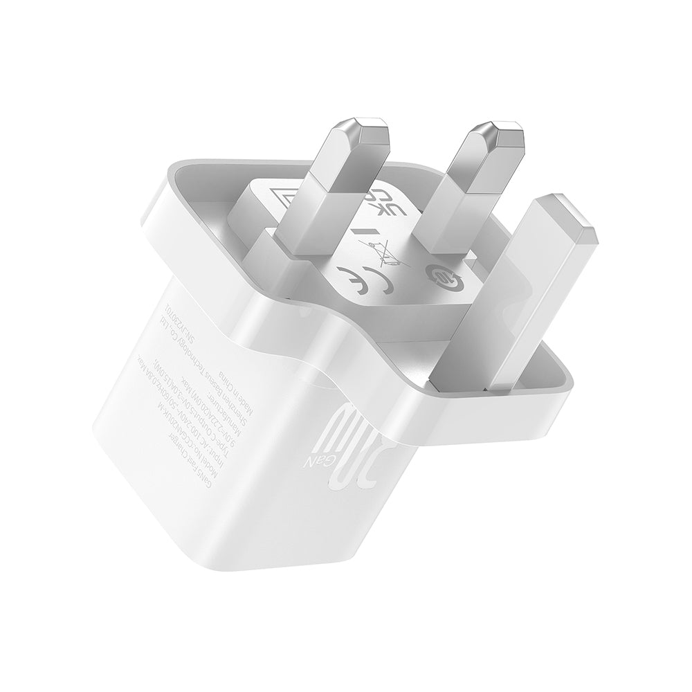 Baseus GaN5 UK Network Charger, 30W, 3A, 1 x USB-C, White P10110906213-00