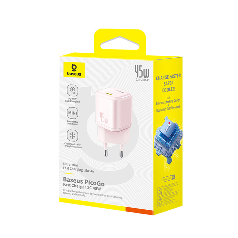 Baseus PicoGo Netwerkoplader, 45W, 3A, 1 x USB-C, Roze P10176800413-00