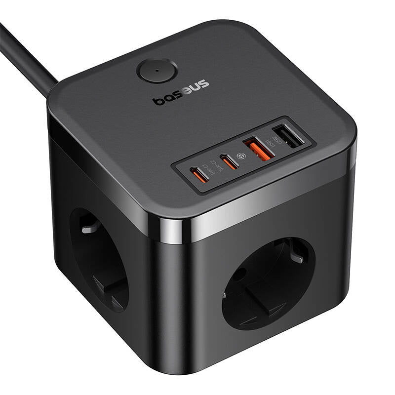 Netwerkoplader Baseus PowerCombo Cube, 30W, 3A, 2 x USB-A - 2 x USB-C - 3 x Schuko, Zwart E00066400117-00 