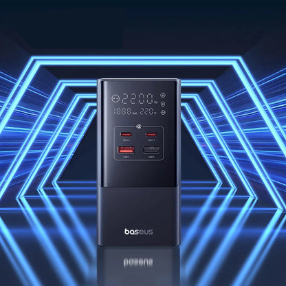 Baseus PowerCombo Netwerkoplader, 35W, 5A, 2 x USB-A - 2 x USB-C - 3 x Schuko, Zwart, Opnieuw verzegeld E00023606113-00