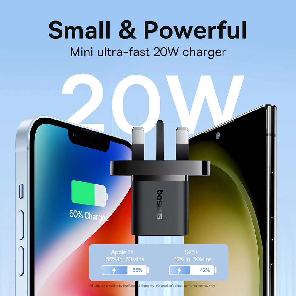 Baseus UK Netwerkoplader, 20W, 3A, 1 x USB-C, Zwart P10110907113-00