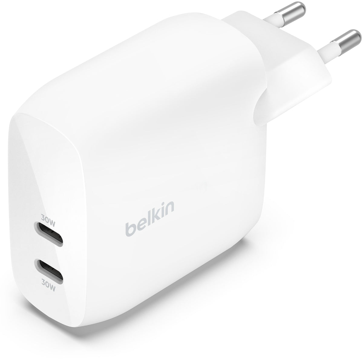 Belkin BoostCharge Pro Dual Netlader, 60W, 3A, 2 x USB-C, Wit WCB010vfWH