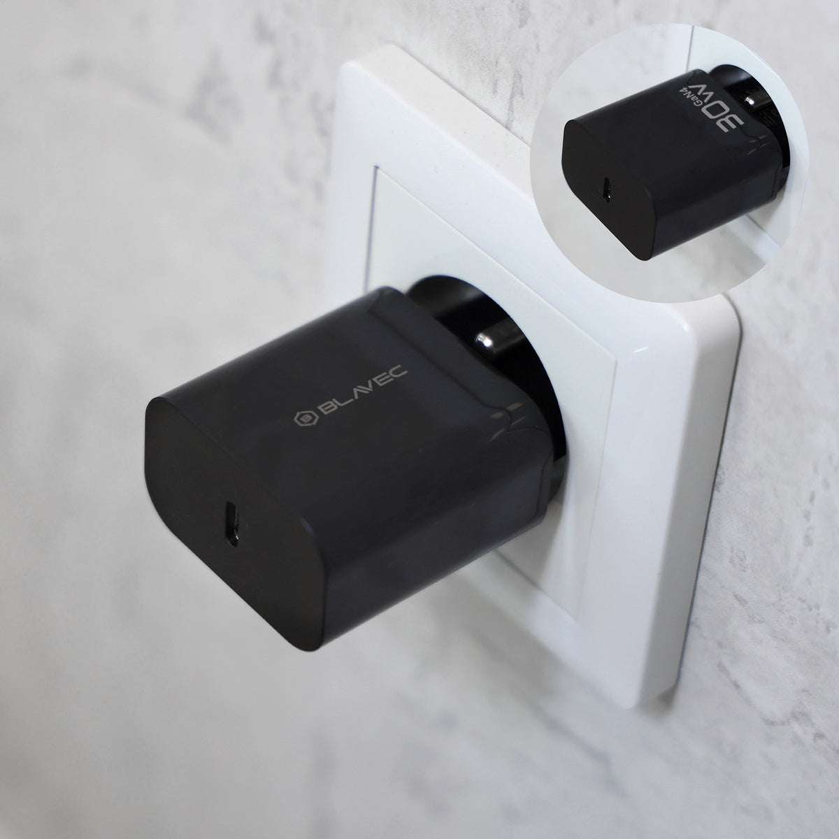 Blavec BC-14-netadapter, 30 W, 3 A, 1 x USB-C, zwart