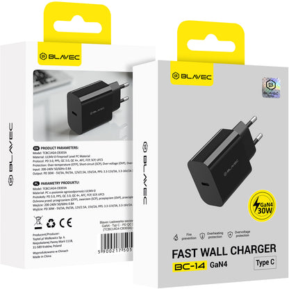 Blavec BC-14-netadapter, 30 W, 3 A, 1 x USB-C, zwart