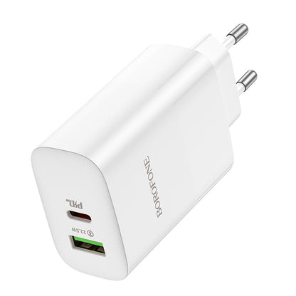 Netwerkoplader Borofone BN10, 65W, 5A, 1 x USB-A - 1 x USB-C, Wit 