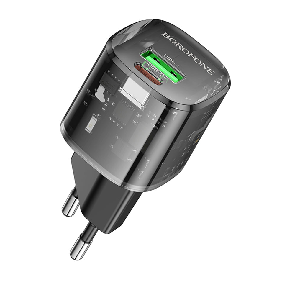 Netwerkoplader Borofone BN17 Sunlight, 20W, 3A, 1 x USB-A - 1 x USB-C, Zwart