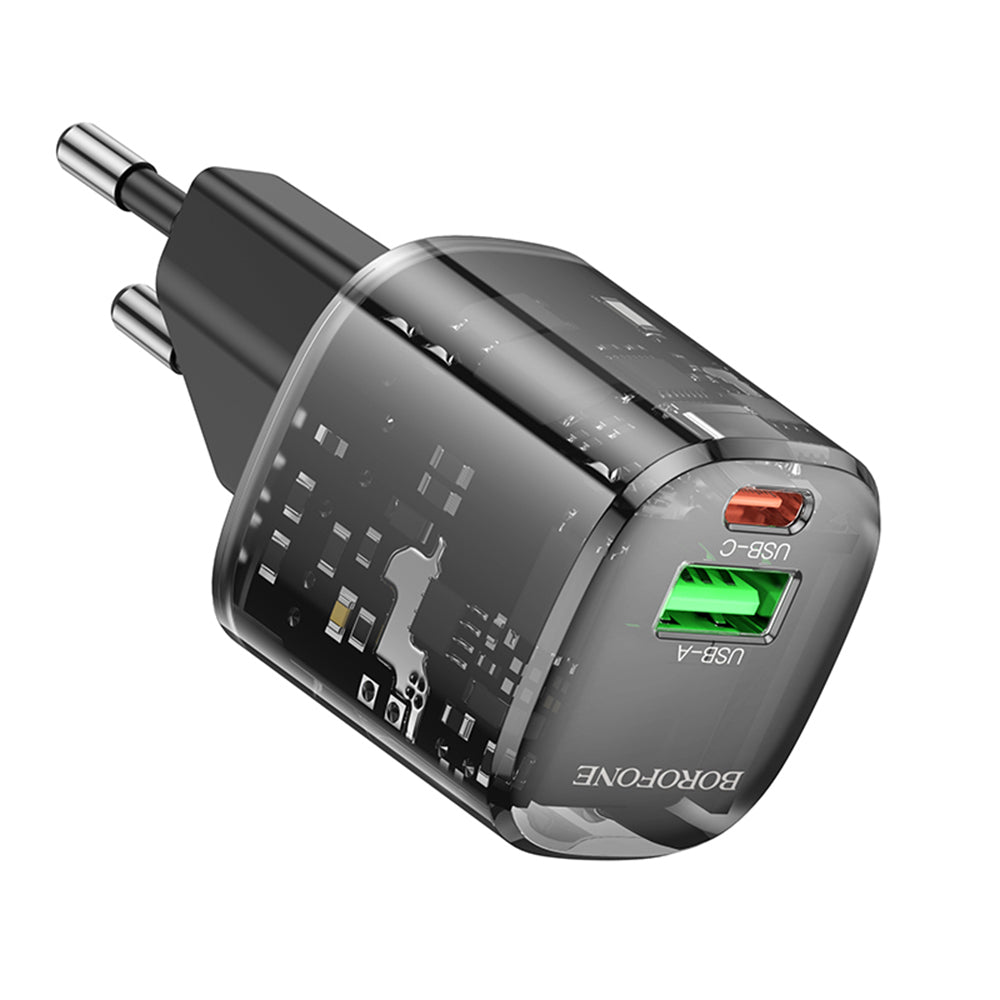 Netwerkoplader Borofone BN17 Sunlight, 20W, 3A, 1 x USB-A - 1 x USB-C, Zwart