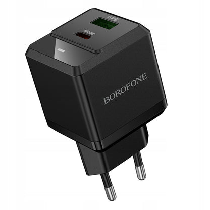 Borofone BN19 Intenso Netwerkoplader, 20W, 3A, 1 x USB-A - 1 x USB-C, Zwart