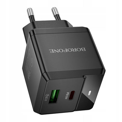 Borofone BN19 Intenso Netwerkoplader, 20W, 3A, 1 x USB-A - 1 x USB-C, Zwart