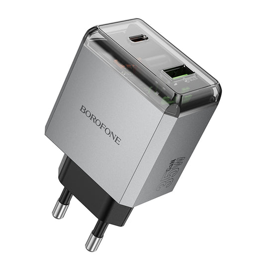 Netwerkoplader Borofone BN20 Lena, 35W, 3A, 1 x USB-A - 1 x USB-C, Gri