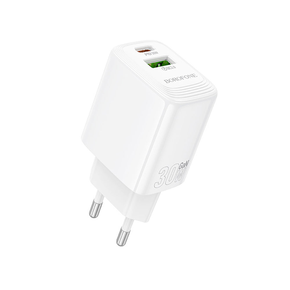 Borofone BN29 Fuente Netwerkoplader, 30W, 3A, 1 x USB-A - 1 x USB-C, Wit