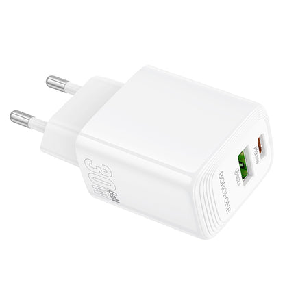 Borofone BN29 Fuente Netwerkoplader, 30W, 3A, 1 x USB-A - 1 x USB-C, Wit