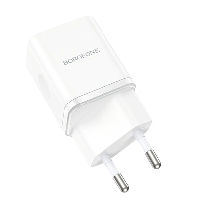 Borofone BN7 Mains Charger, 20W, 3A, 1 x USB-A - 1 x USB-C, White