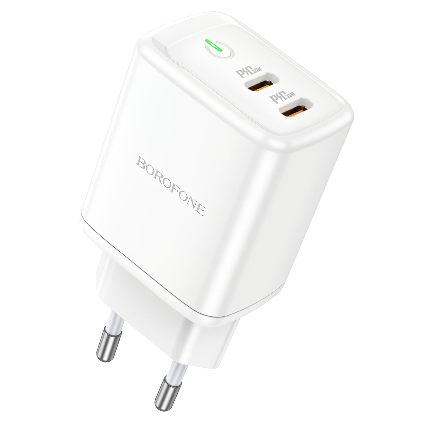 Netwerkoplader Borofone BN9, 35W, 3A, 2 x USB-C, Wit 