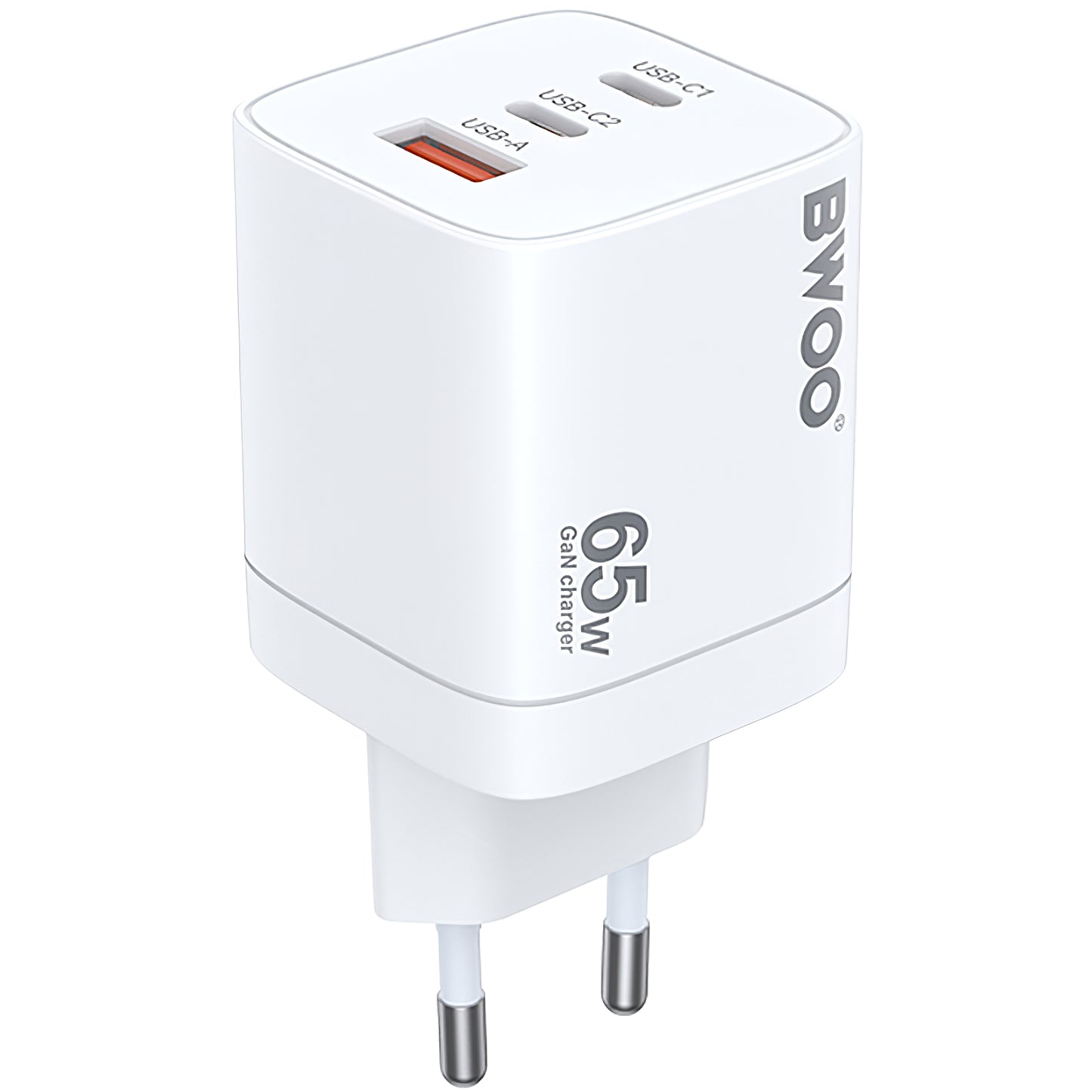 BWOO CDA147 Power Adapter, 65W, 4.5A, 1 x USB-A - 2 x USB-C, White