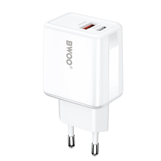Netwerkoplader BWOO CDA182, 38W, 3A, 1 x USB-A - 1 x USB-C, Wit