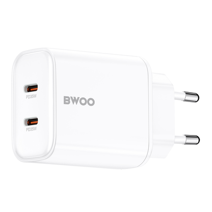 BWOO CDA206 Netlader, 35W, 3A, 2 x USB-C, Wit