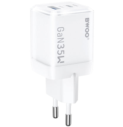 Netwerkoplader BWOO CDA222, 35W, 3A, 1 x USB-A - 1 x USB-C, Wit