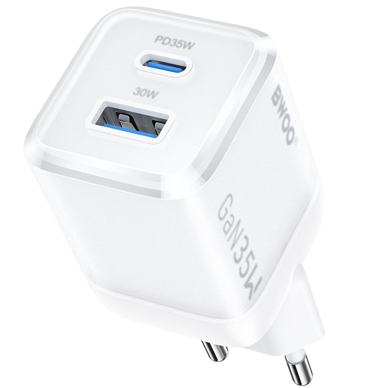 Netwerkoplader BWOO CDA222, 35W, 3A, 1 x USB-A - 1 x USB-C, Wit