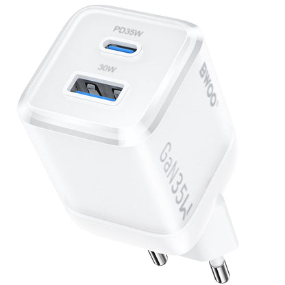 Netwerkoplader BWOO CDA222, 35W, 3A, 1 x USB-A - 1 x USB-C, Wit
