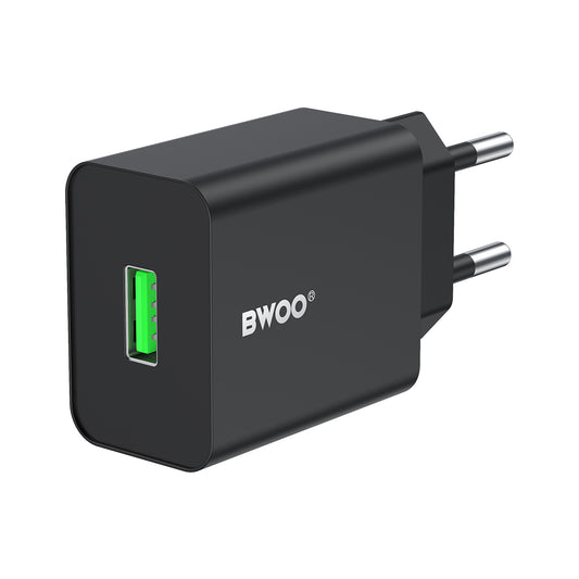 Netwerkoplader BWOO CDA249, 12W, 2.4A, 1 x USB-A, Zwart