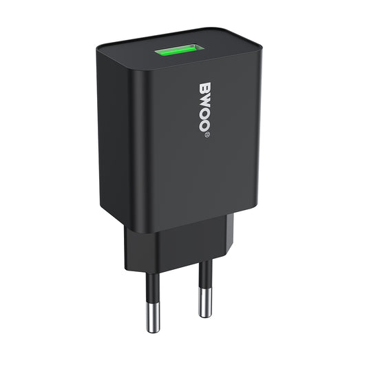 Netwerkoplader BWOO CDA249, 12W, 2.4A, 1 x USB-A, Zwart
