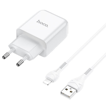 Netwerkoplader met Lightning Kabel HOCO N2, 10W, 2A, 1 x USB-A, Wit