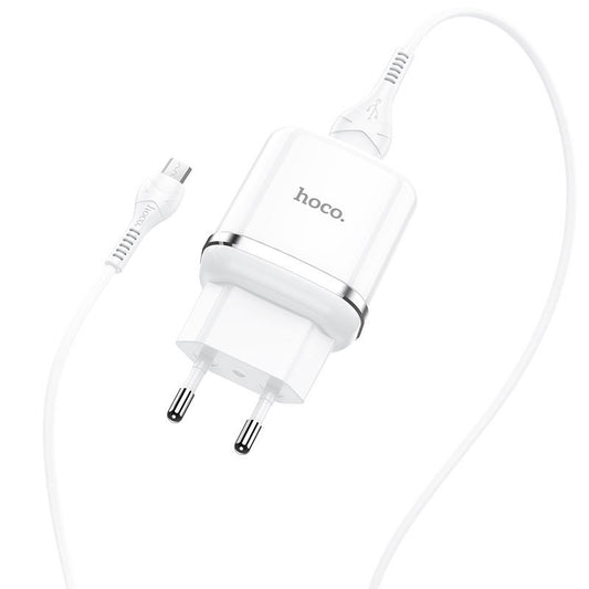 Netwerkoplader met microUSB-kabel HOCO N3, 18W, 3A, 1 x USB-A, Wit