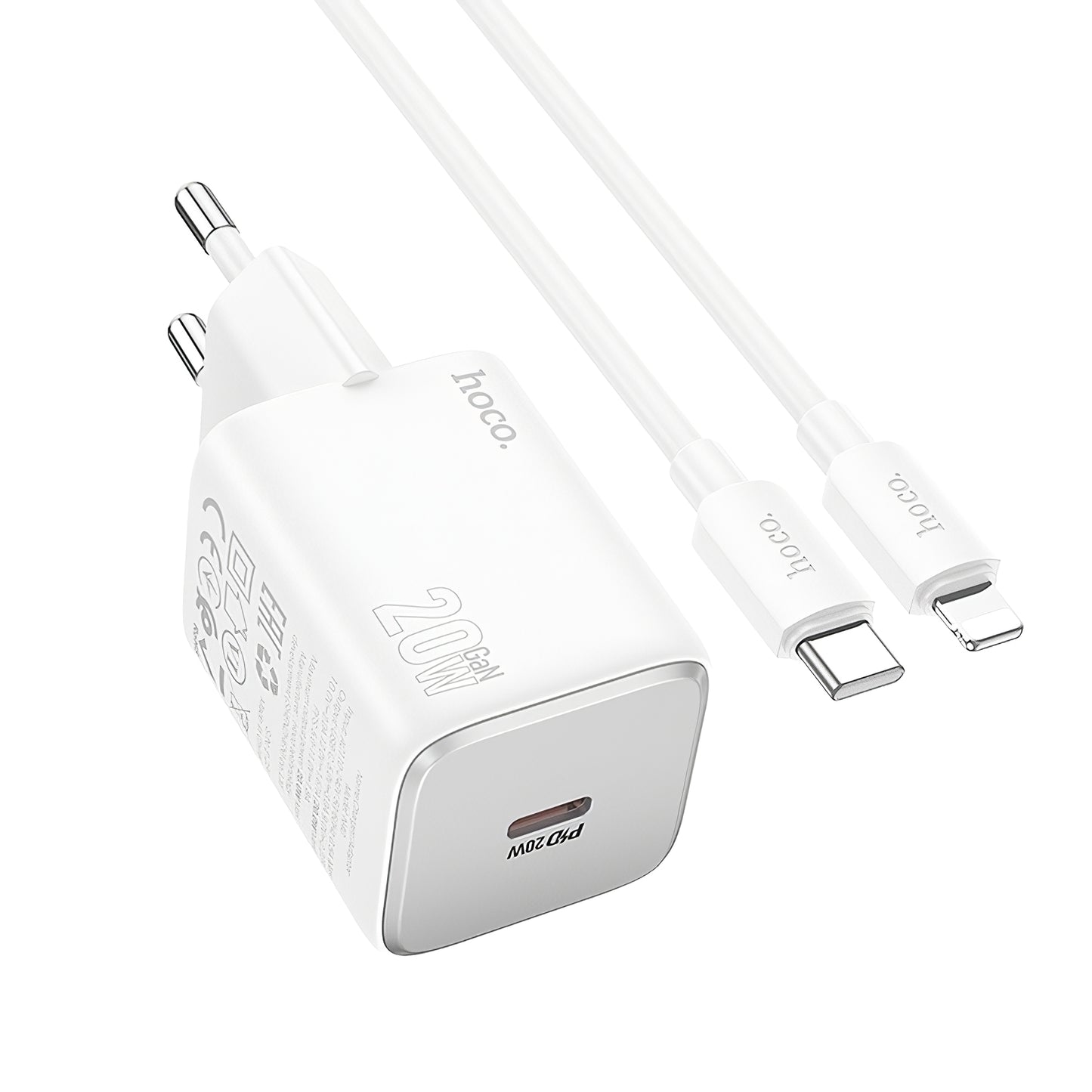 Netwerkoplader met Lightning-kabel HOCO N40, 20W, 3A, 1 x USB-C, Wit