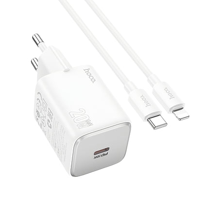 Netwerkoplader met Lightning-kabel HOCO N40, 20W, 3A, 1 x USB-C, Wit